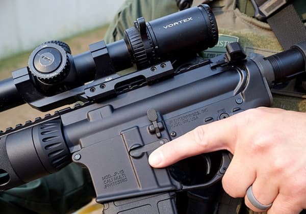 JP-15 rifle with optic at the range